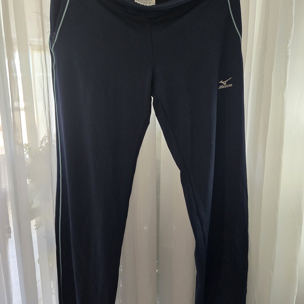 Mizuno Black Athletic Leggings with Navy Details